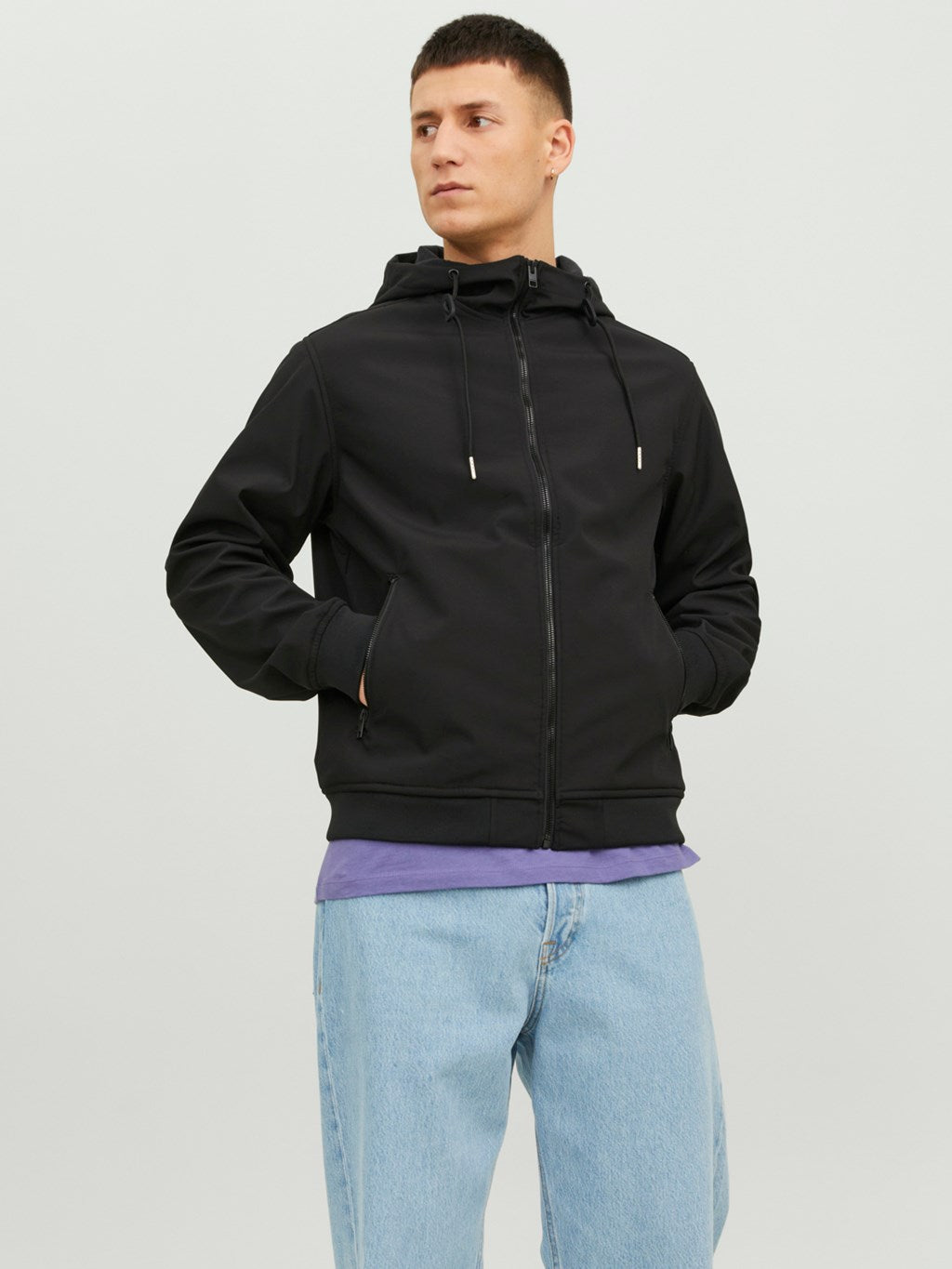 Jack&Jones black mid-season coat for men