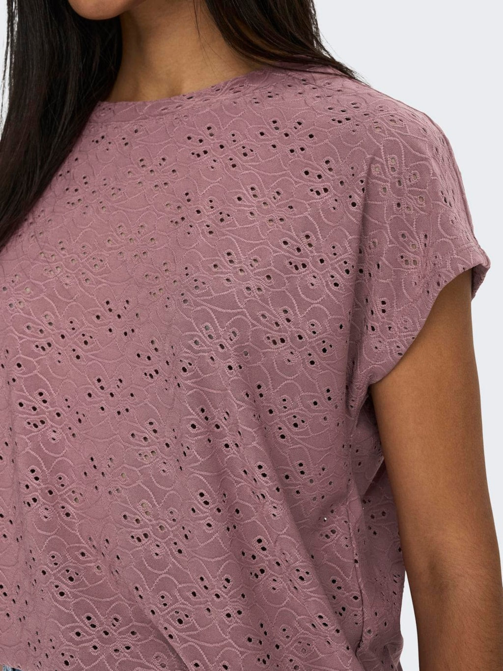 T-SHIRT EN DENTELLE ROSE ONLY POUR FEMME