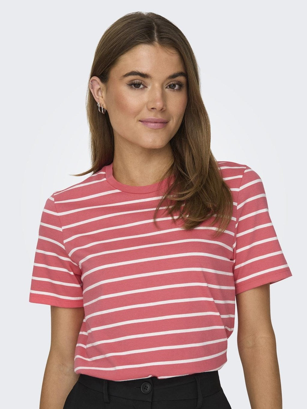 T-shirt rayé corail Only pour femme