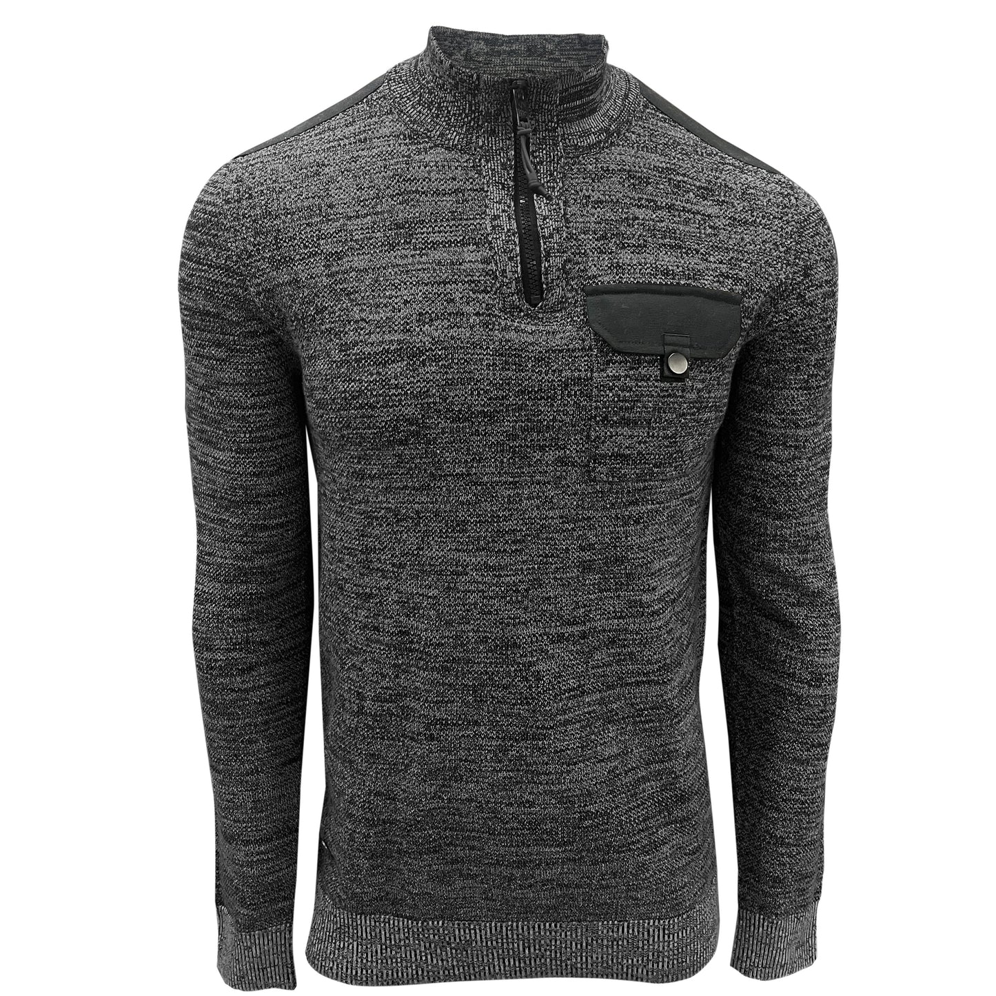 CHANDAIL tricot MI-ZIP CHARCOAL POINT-ZERO POUR HOMME