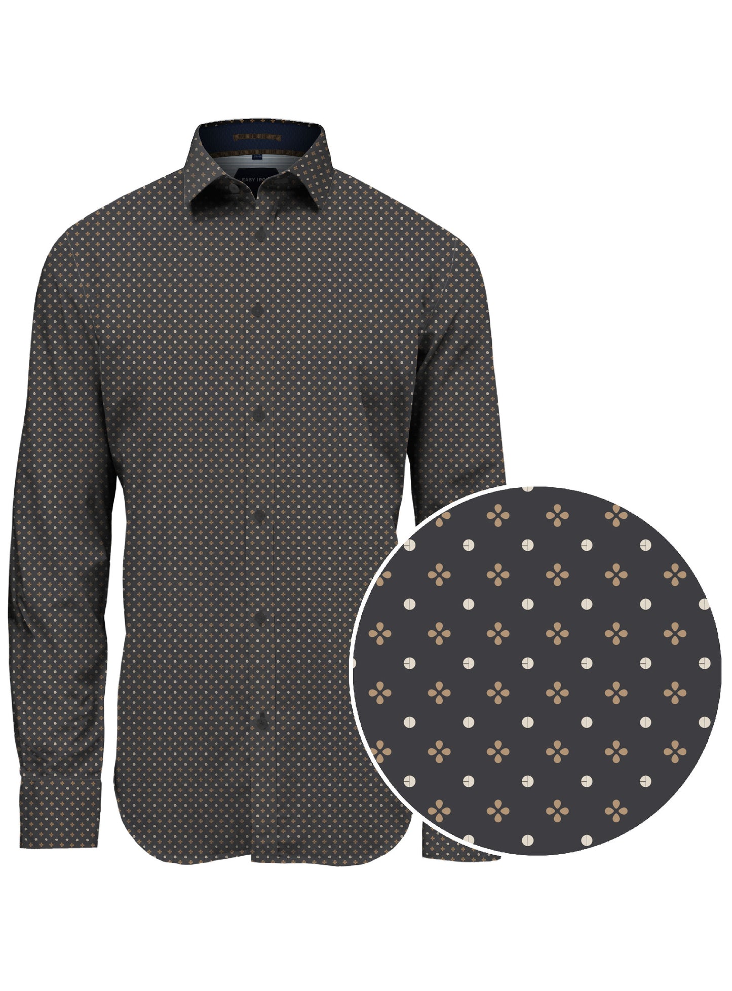 CHEMISE NOIR PICOT BEIGE POINT-ZERO POUR HOMME