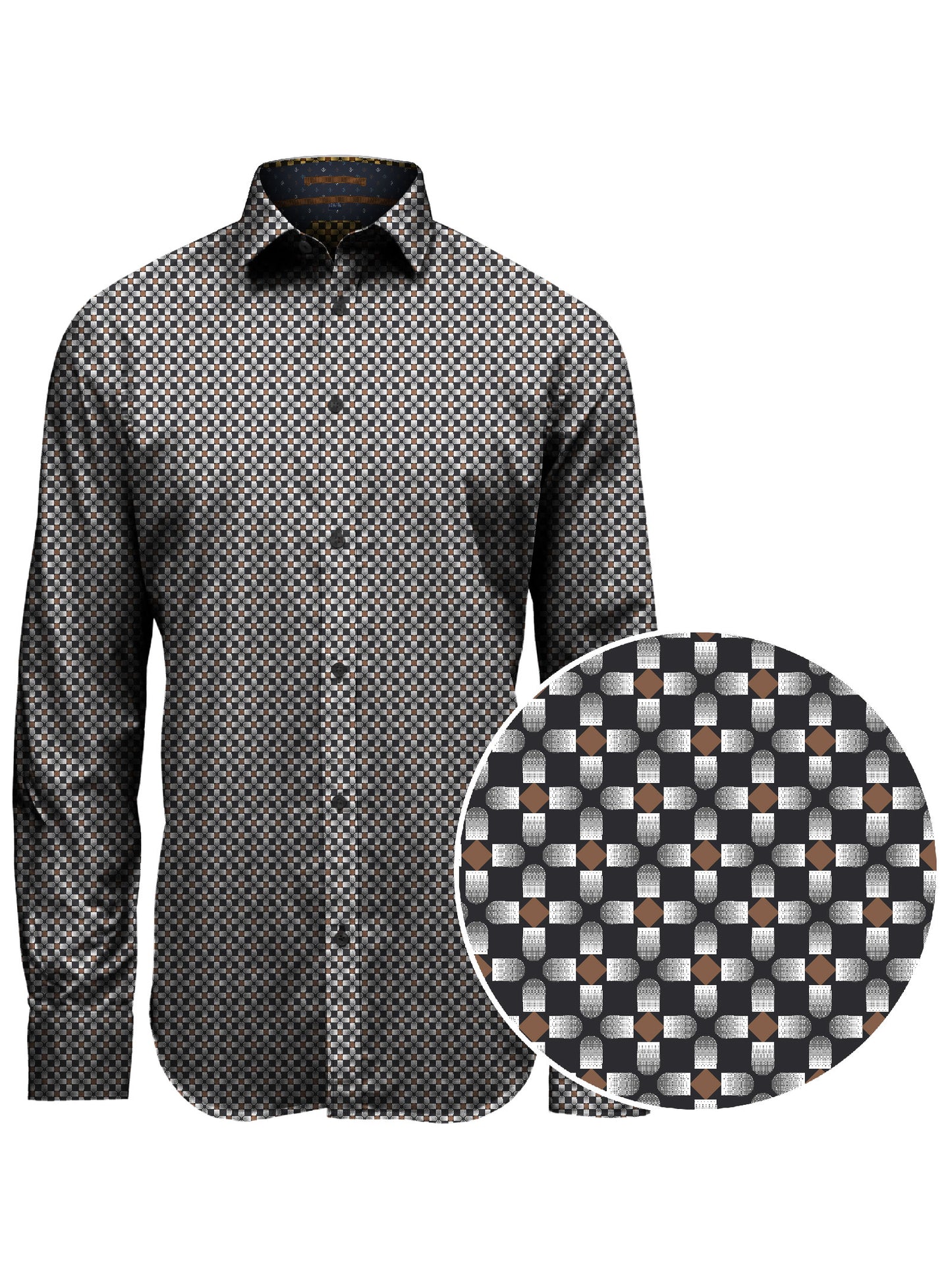 CHEMISE CHARCOAL PICOT BRUN POINT-ZERO POUR HOMME
