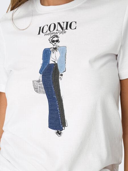 T-SHIRT BLANC IMPRIMER JEANS ONLY FEMME