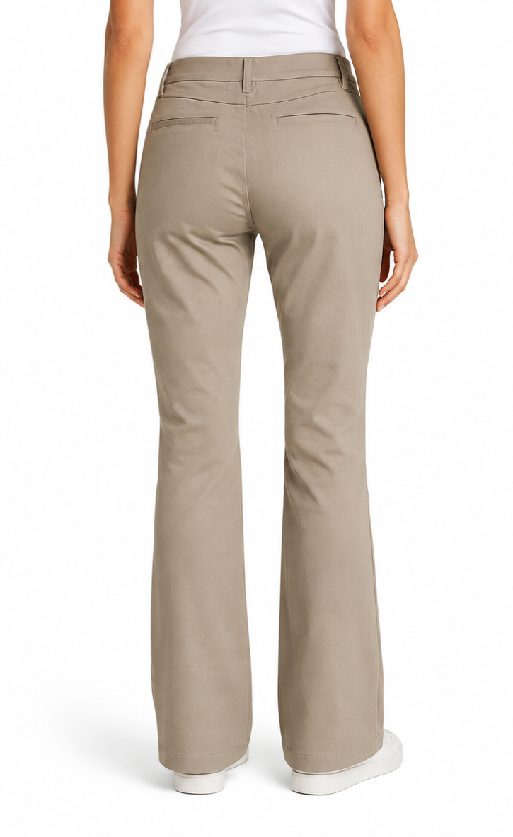 Pantalon Bootcut taille haute beige femme