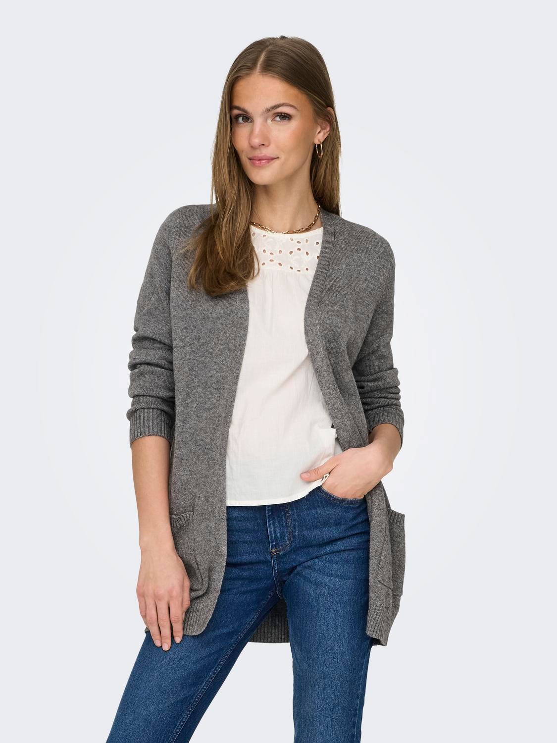 CHANDAIL CARDIGAN GRIS ONLY FEMME