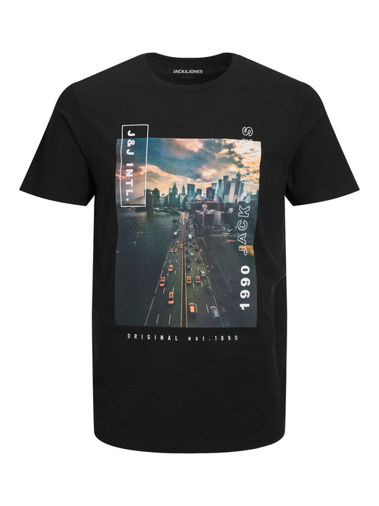 Jack&Jones black printed t-shirt for men