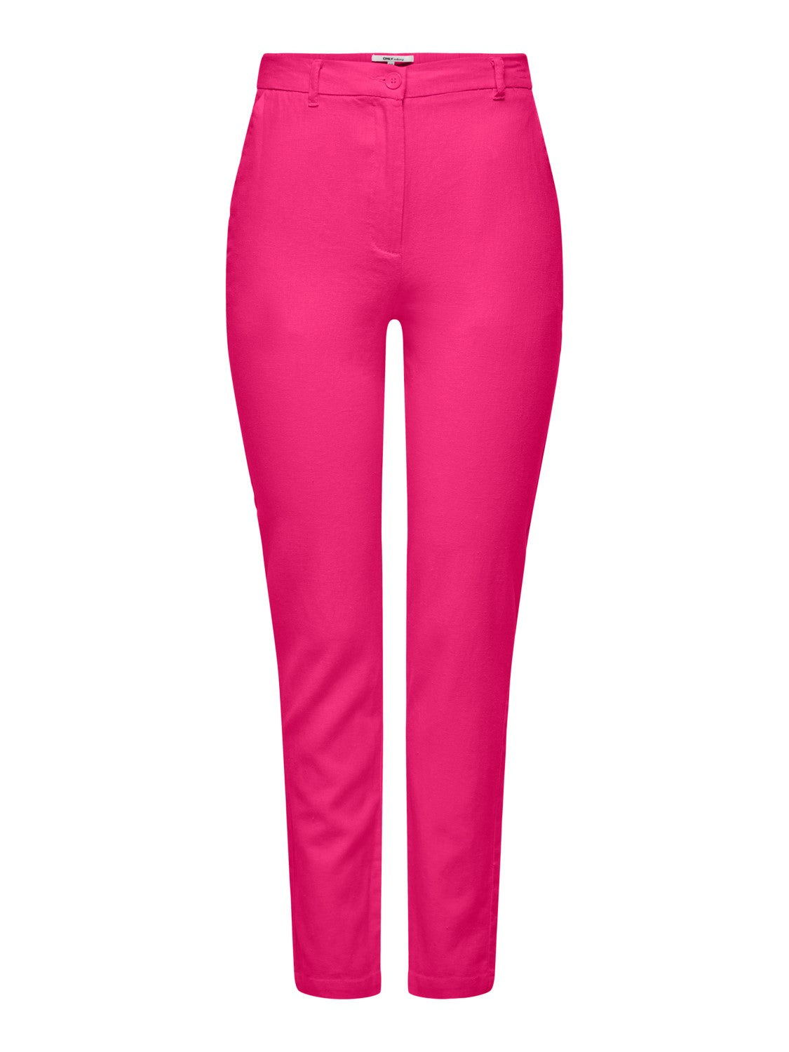 Pantalon cigarette rose en lin ONLY pour femme