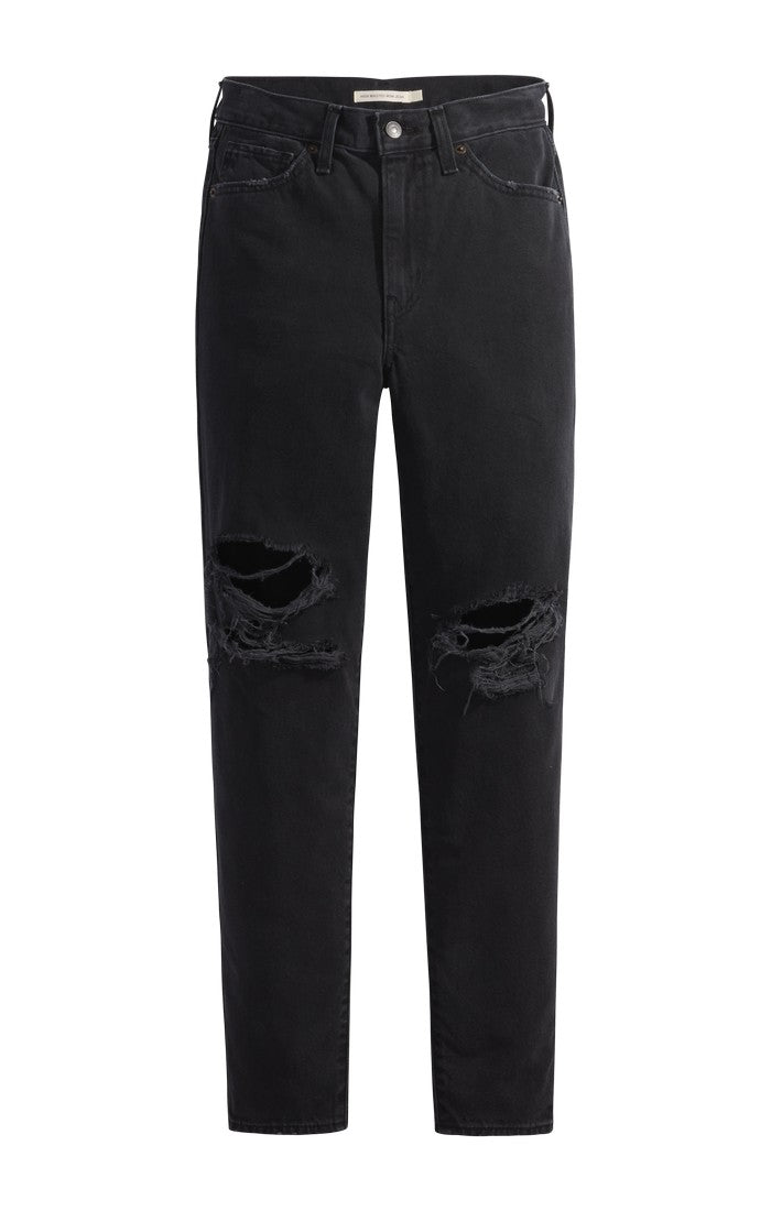 Women's Levi's black mom jeans with holes