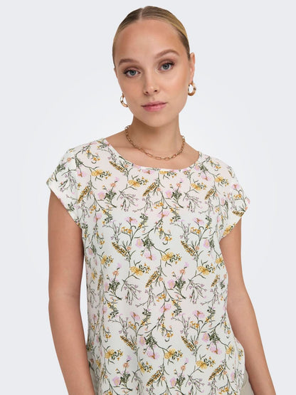 T-SHIRT WHITE FLOWER ONLY POUR FEMME