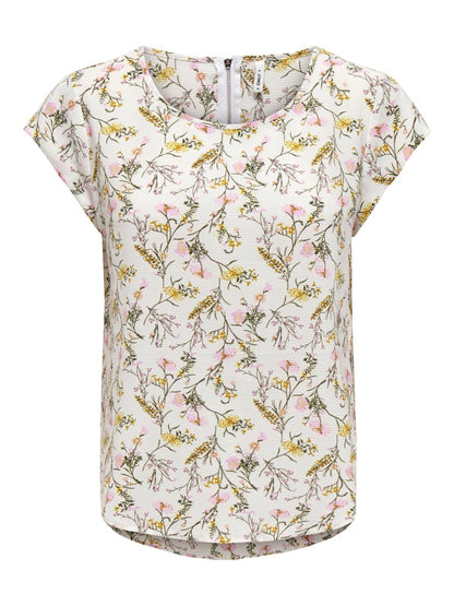 T-SHIRT WHITE FLOWER ONLY POUR FEMME