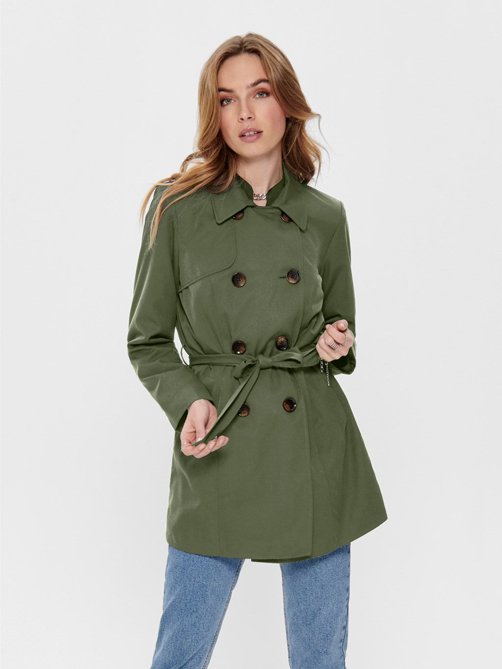Manteau mi-saison vert Only pour femme - Main Image