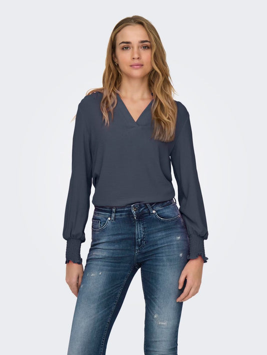 BLOUSE GRIS/BLEU ONLY FEMME