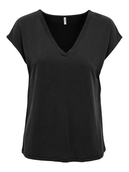 T-SHIRT V NECK ONLY NOIR POUR FEMME