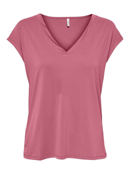 T-SHIRT V NECK ONLY ROSE POUR FEMME