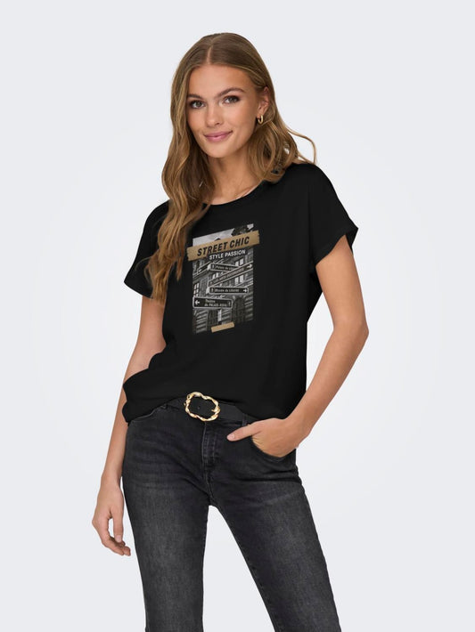 T-SHIRT NOIR STREET CHIC ONLY POUR FEMME