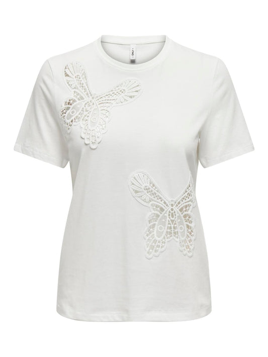 T-SHIRT BLANC PAPILLION ONLY POUR FEMME