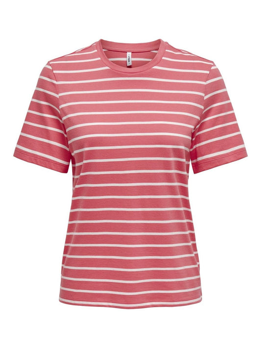Only coral striped t-shirt for women