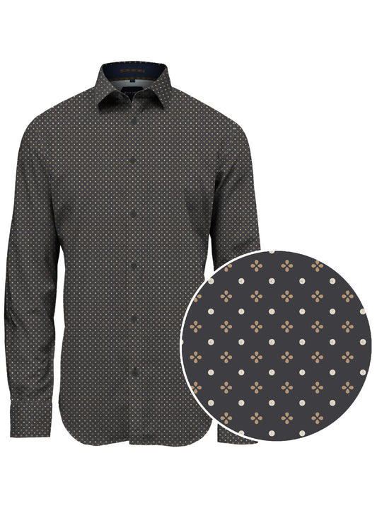 CHEMISE NOIR PICOT BEIGE POINT-ZERO POUR HOMME