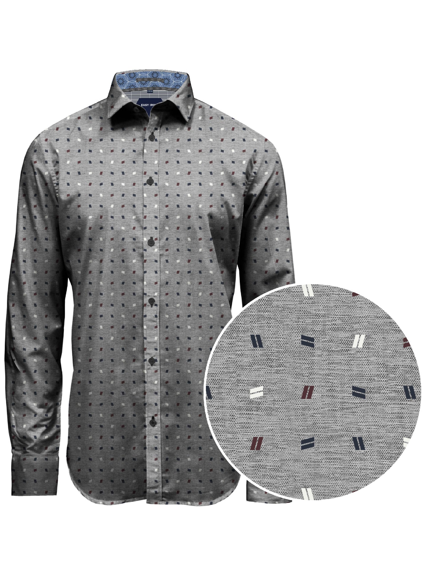 CHEMISE GRISE PICOT ROUGE POINT-ZERO POUR HOMME