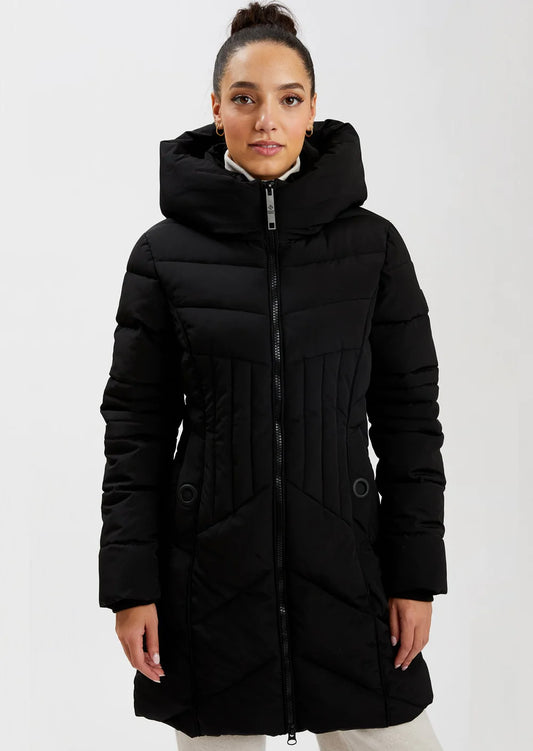 Point Zéro long black coat for women