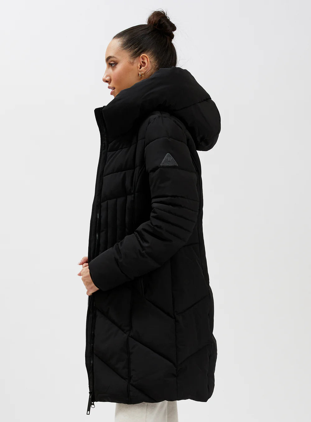 Manteau long noir Point Zero pour femme