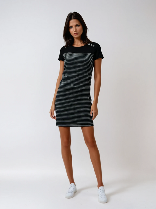 AJ ROBE LIGNÉE NOIR POINT-ZERO POUR FEMME