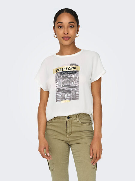 T-SHIRT BLANC IMPRIMÉ ONLY FEMME