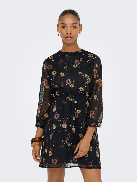 ROBE NOIR FLEUR ONLY POUR FEMME
