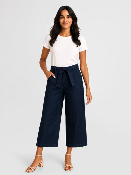 Capri jeans LARGE taille haute Lois femme