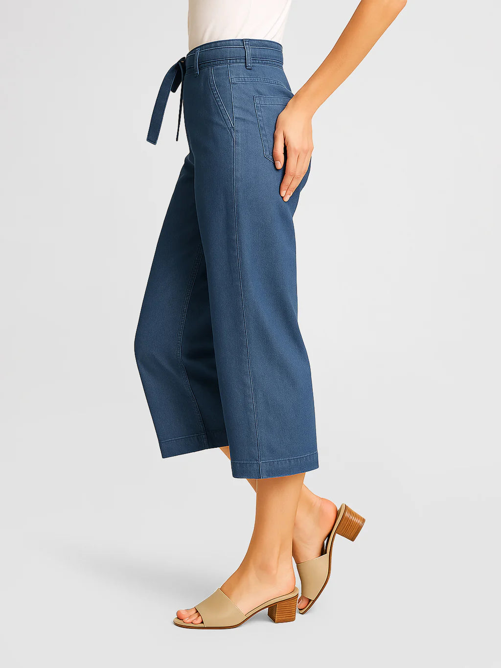 Capri jeans LARGE taille haute Lois femme