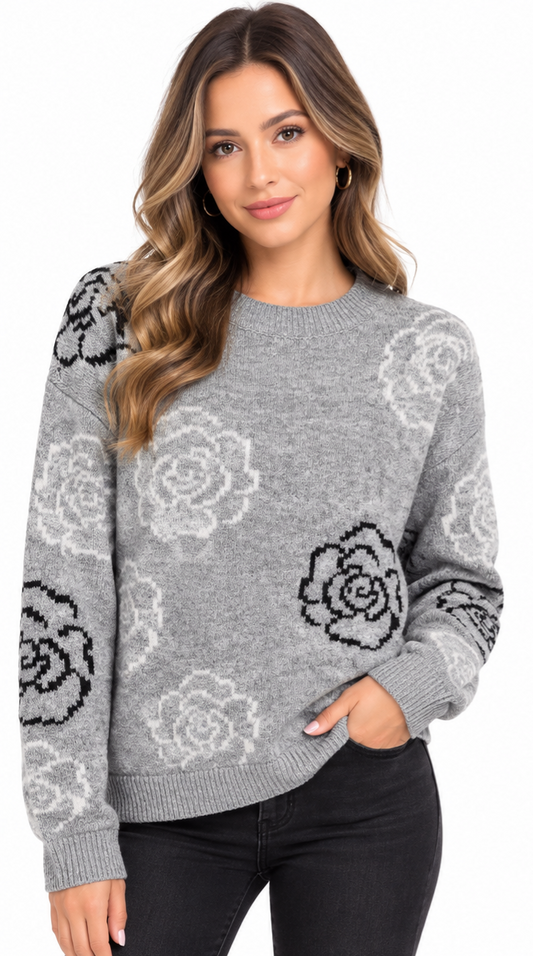 TRICOT FLEUR GREY HANGAR-29 POUR FEMME