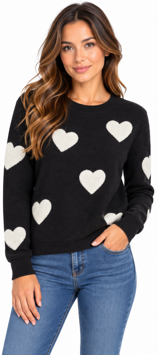 TRICOT NOIR COEUR HANGAR-29 POUR FEMME