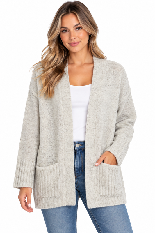 CARDIGAN IVORY BEIGE AVEC POCHE HANGAR-29 POUR FEMME