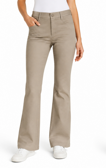 Pantalon Bootcut taille haute beige femme