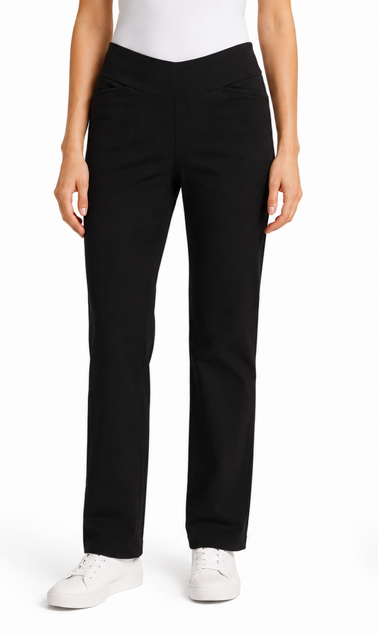 Pantalon DROIT Pull on taille régulière noir femme