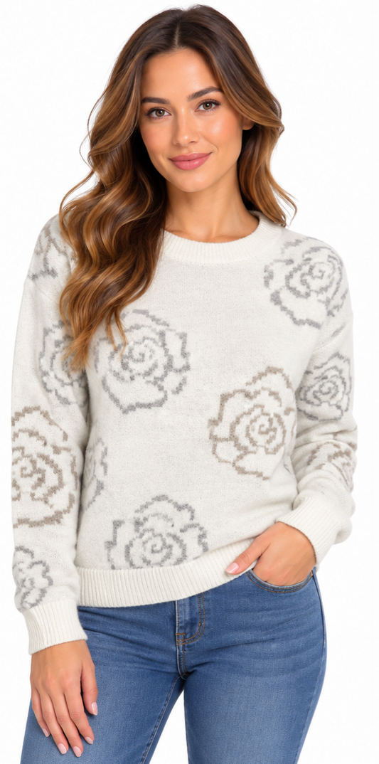 TRICOT FLEUR IVORY HANGAR-29 POUR FEMME