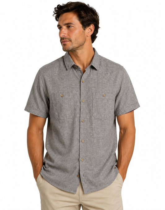 CHEMISE MC POINT-ZERO POUR HOMME GRIS