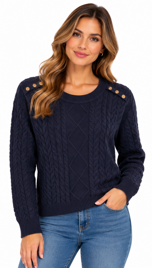 TRICOT NAVY POINT-ZERO POUR FEMME