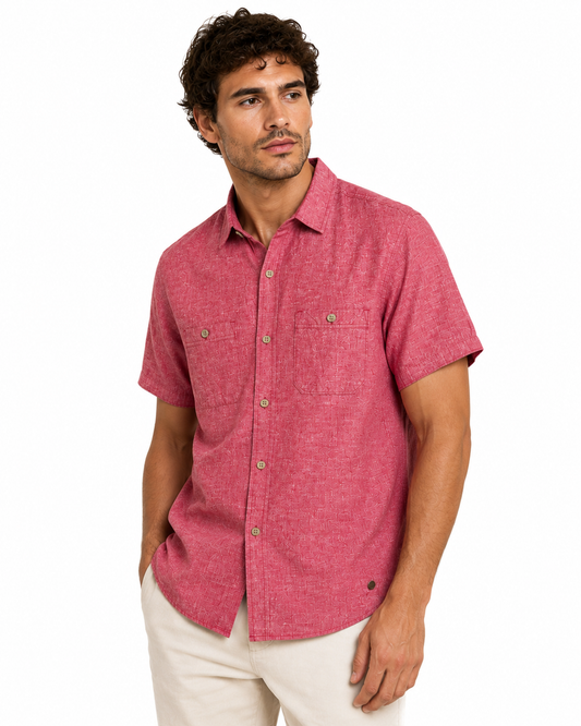 CHEMISE MC POINT-ZERO POUR HOMME ROUGE