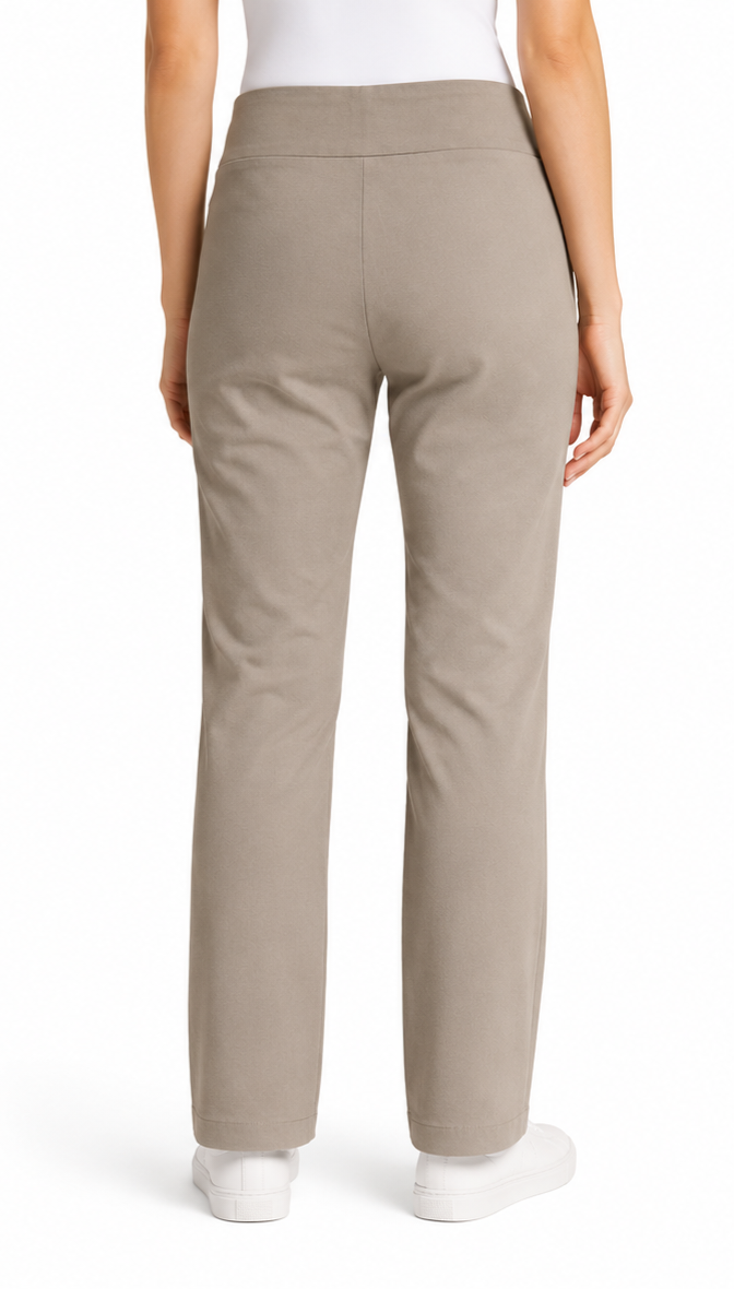 Pantalon DROIT Pull on taille régulière beige femme