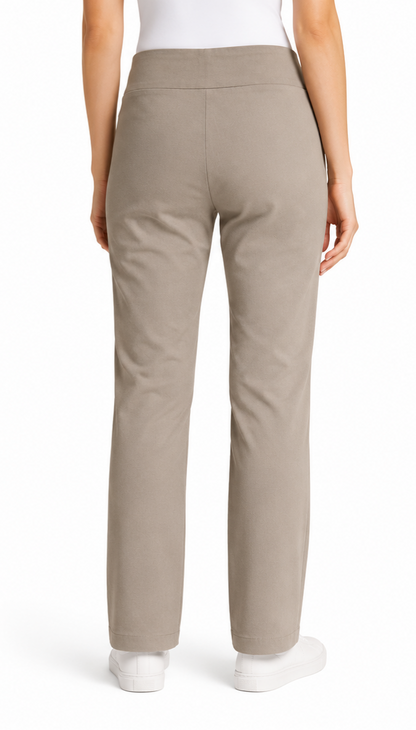 Pantalon DROIT Pull on taille régulière beige femme
