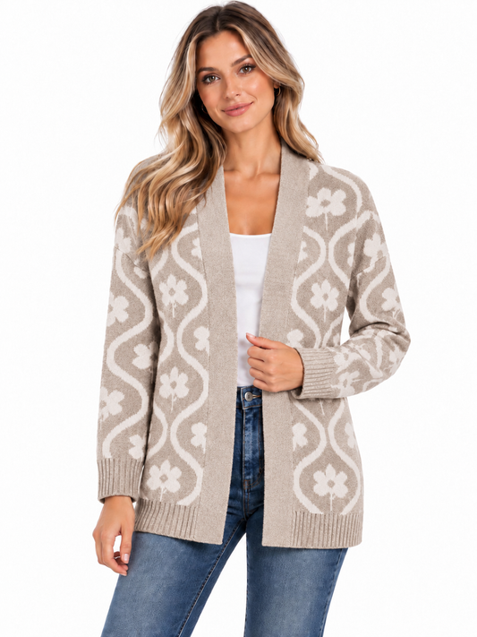 CARDIGAN BRUN ET BEIGE LONG HANGAR-29 POUR FEMME
