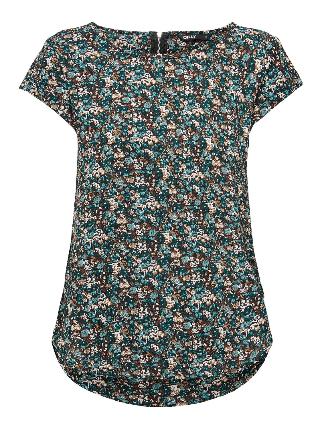 T-shirt vert fleurs Only pour femme