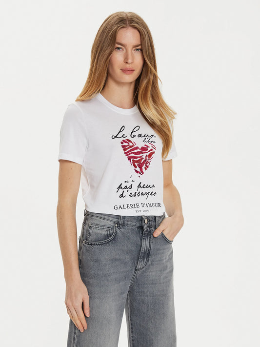 T-SHIRT BLANC AVEC COEUR ONLY FEMME