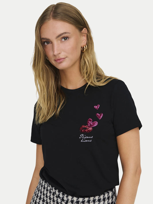 T-SHIRT NOIR BIZOUS BIZOUS ONLY FEMME