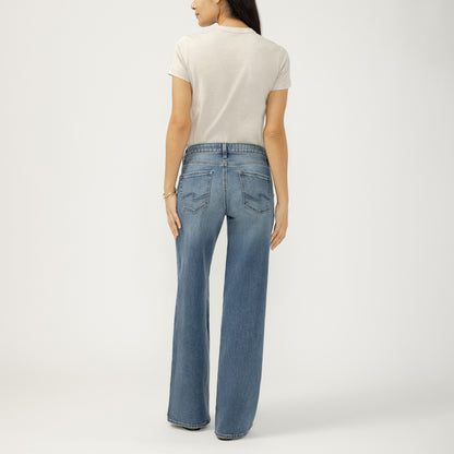 Jeans LARGE taille moyenne silver femme