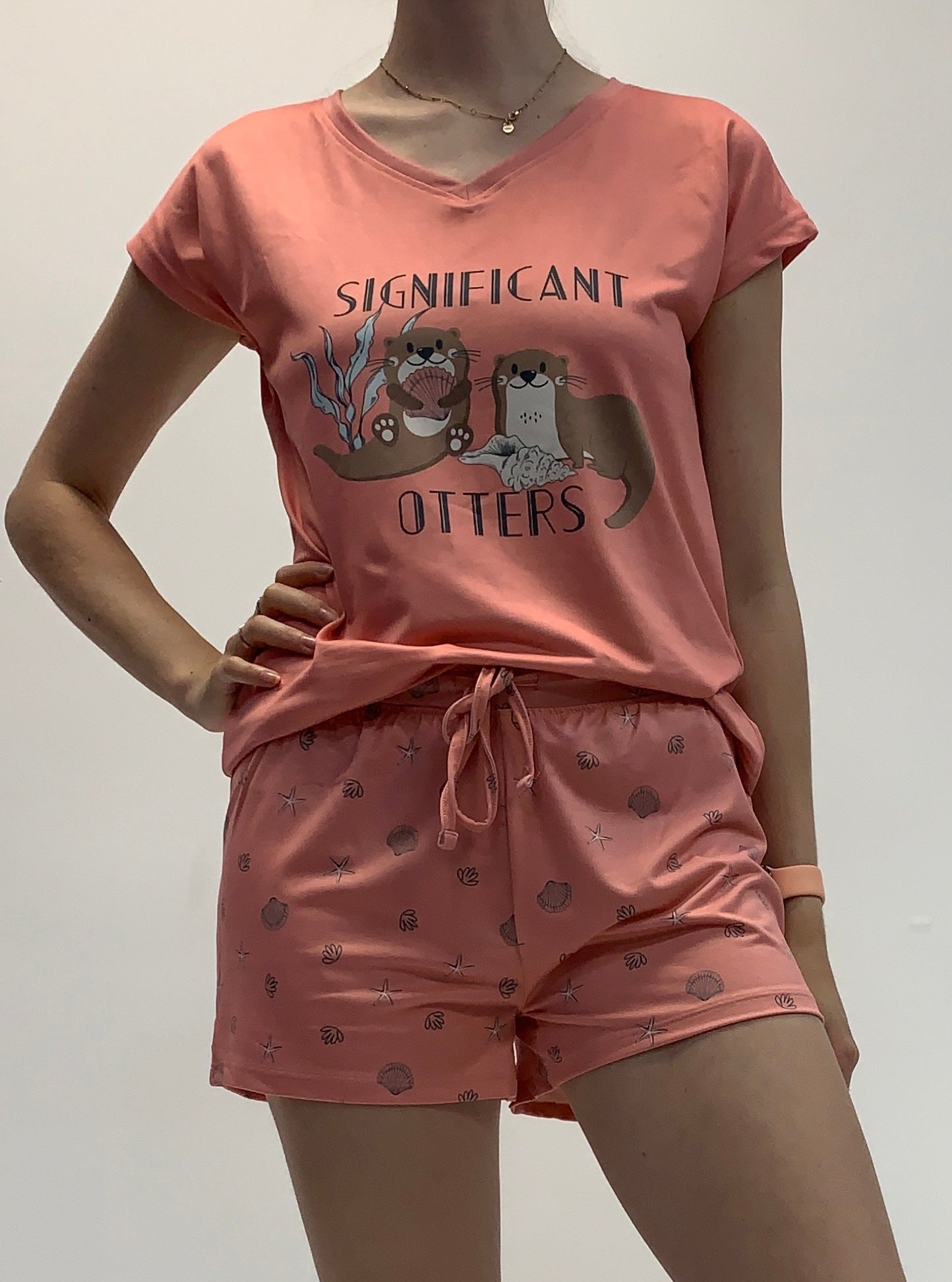 Pyjama short corail Mandarine&Co pour femme