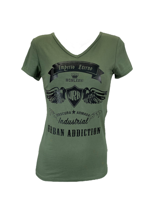 T-shirt long kaki Urban Addiction pour femme
