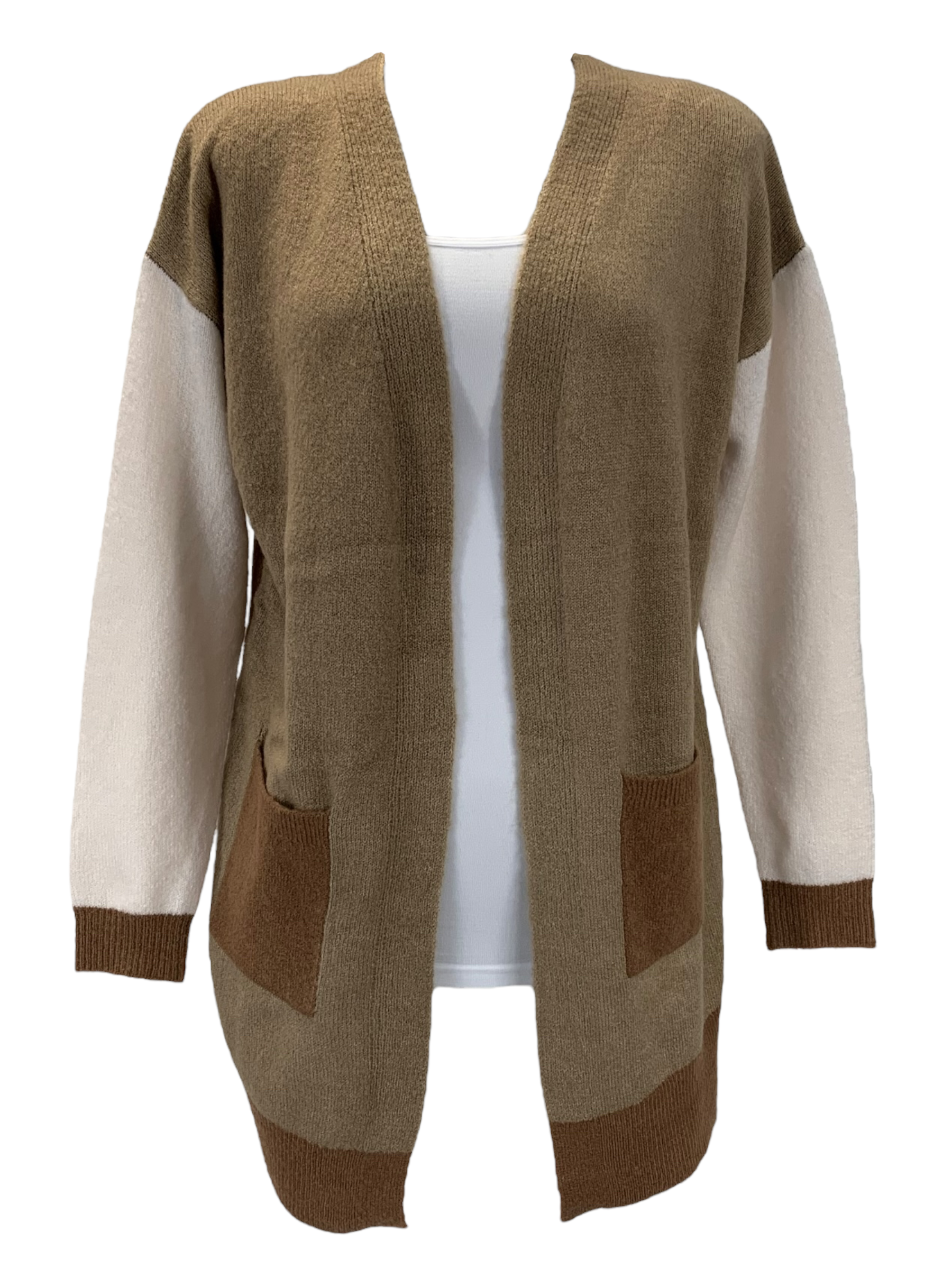 Women s Nass Woman brown and white knit cardigan HANGAR 29