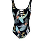 Maillot de bain une pièce noir tropical Nass Woman pour femme